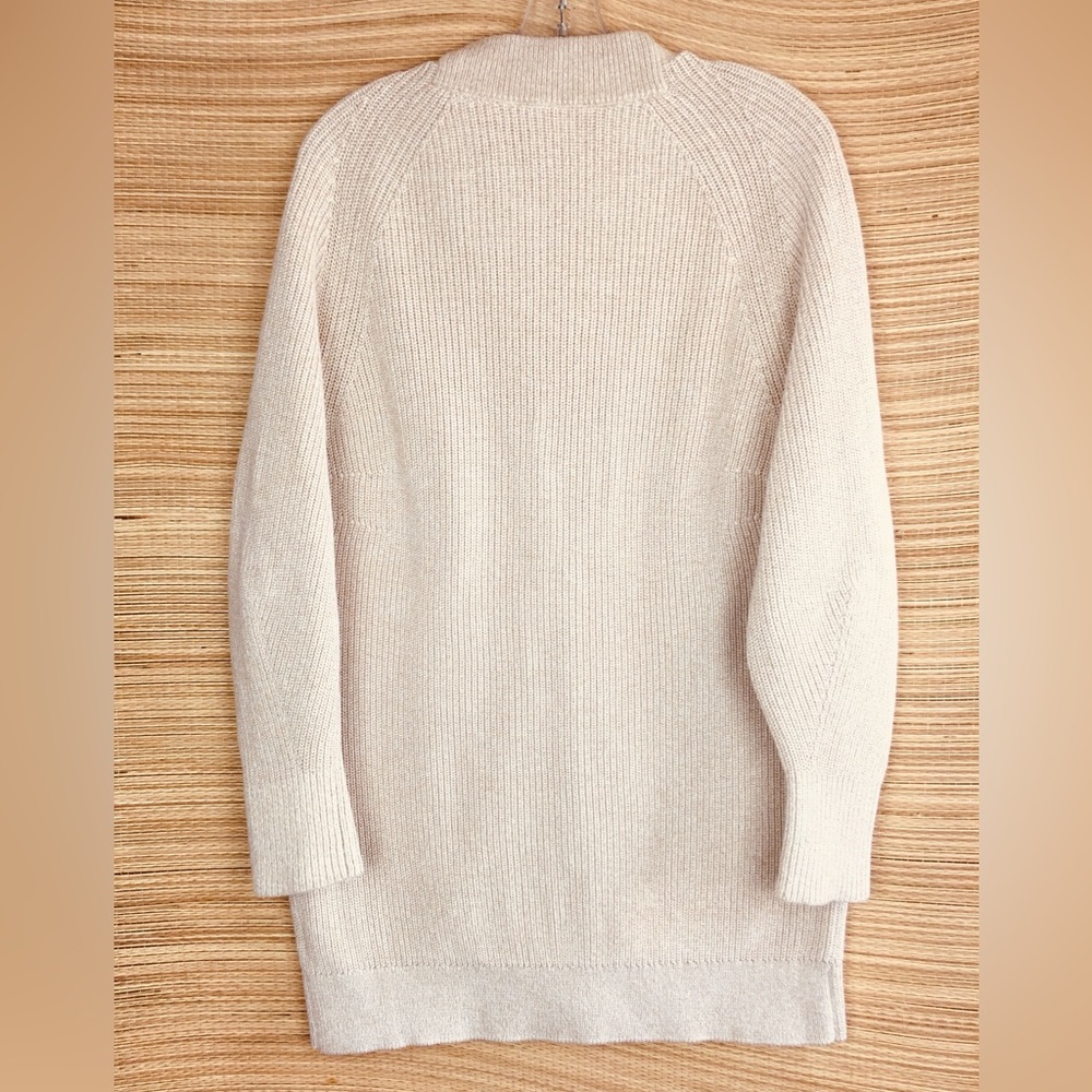 COS Longline V-Neck Cardigan Ribbed  Knit Cotton  In Cream Size S - Picture 11 of 13